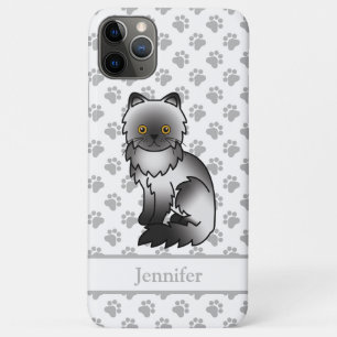 Smoke Persian Cute Cartoon Cat & Name iPhone 11 Pro Max Case