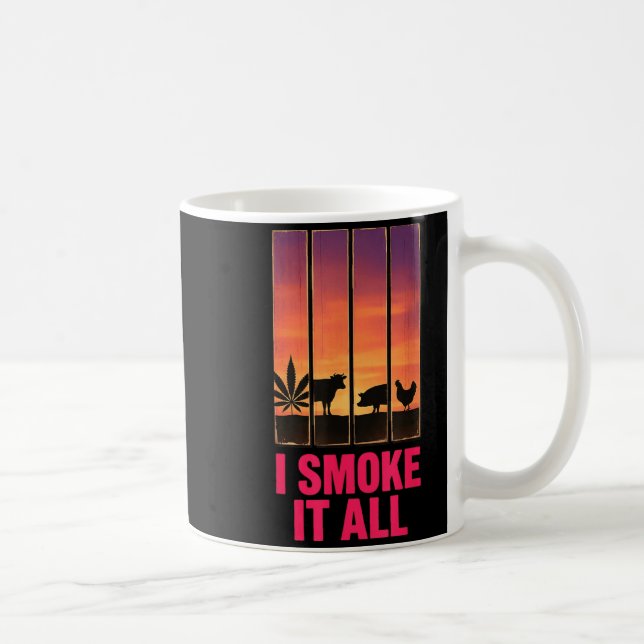 Smoke Pot Smoker Meat Eater Humour Bbq Design Coffee Mug (Right)