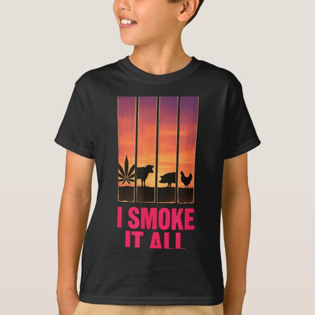 Smoke Pot Smoker Meat Eater Humour Bbq Design T-Shirt (Front)