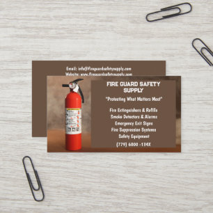 Smoke & Red Fire Extinguisher Fire Safety  Business Card