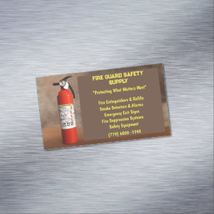 Smoke & Red Fire Extinguisher Fire Safety  Magnetic Business Card