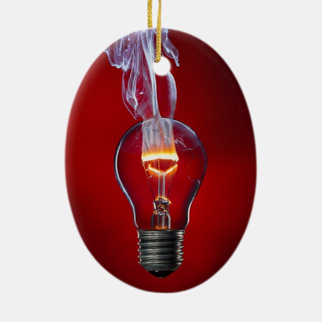 Smoke Rising from a Burned Out Light Bulb Ceramic Ornament (Back)