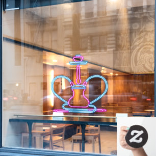 Smoke Shop Faux Neon Signboard Hookah Pipe  Window Cling
