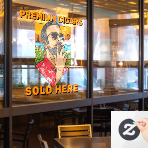 Smoke Shop Premium Cigars Sold Here Advert Window Cling