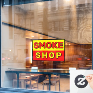 Smoke Shop Red Yellow Black Advert Window Cling
