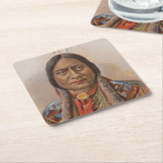 Smoke Signals: Lakota Indian Chief Sitting Bull Square Paper Coaster