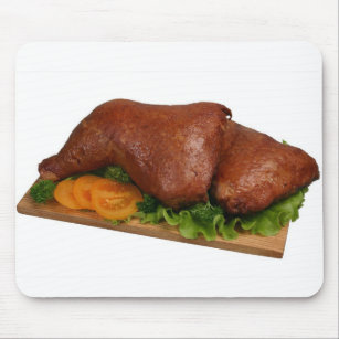 Smoked chicken on wooden board 2 mouse pad