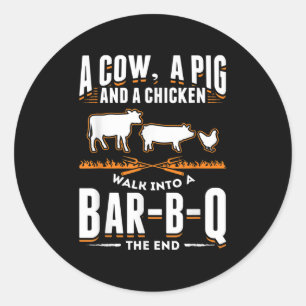 Smoked Meat Lover Gift Idea Funny Barbecue Bbq Classic Round Sticker