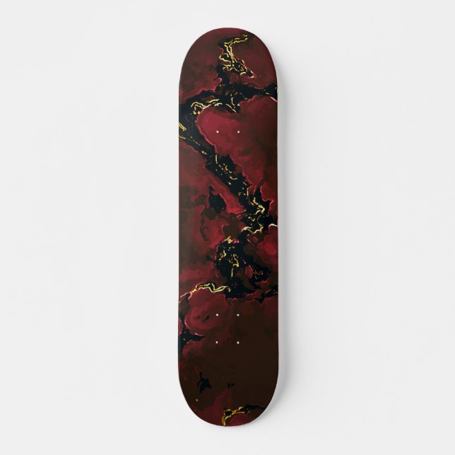 Smoked Red Chili Pepper Marble gold black Skateboard (Front)
