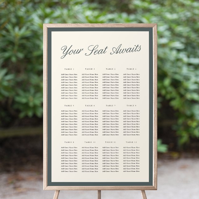Smoked Spruce Classic Script Wedding Seating Chart (Creator Uploaded)