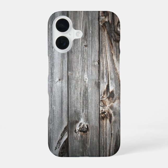 Smoked Wood Pattern iPhone 16 Case (Back)