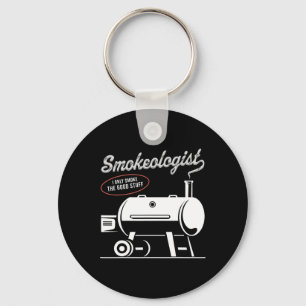 Smokeologist Bbq Dad Funny Smoking Meat Smoker Rbe Keychain