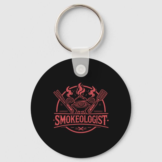 Smokeologist Bbq Smoker Meat Smoking Tools Grillin Keychain (Front)
