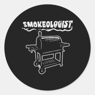 Smokeologist Funny Bbq Rbecue Grill Pitdad Men  Classic Round Sticker