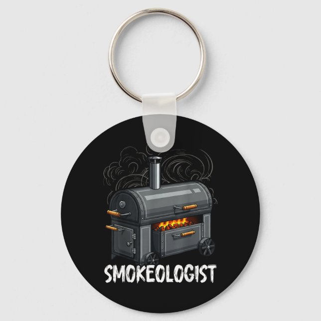 Smokeologist - Funny Pitmaster Bbq Smoker Grilling Keychain (Front)