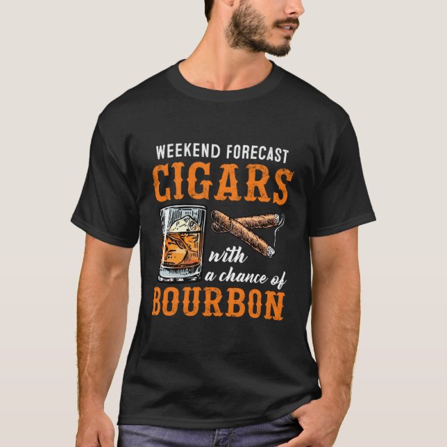 Smoker Cigars With Bourbon Drinking Drinker T-Shirt (Front)