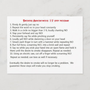 Smokers 12 step postcard