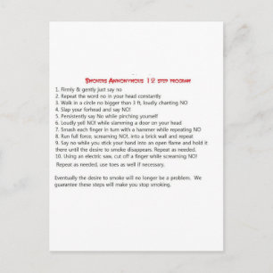 Smokers 12 step postcard
