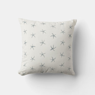 Smokestack Grey Starfish Pattern OffWhite Throw Pillow