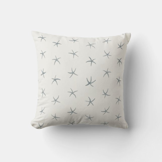 Smokestack Grey Starfish Pattern OffWhite Throw Pillow (Front)