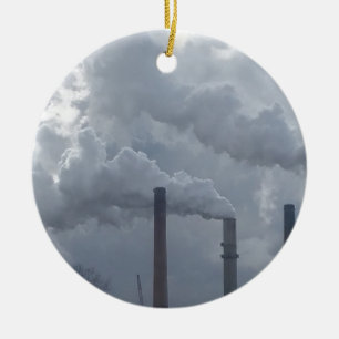 smokestacks ceramic ornament