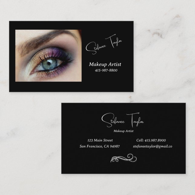 Smokey Blue Eyes Makeup Artist Business Cards (Front/Back)