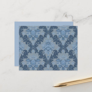 Smokey Blue Slate Soft Powder Blue Elegant Damask Postcard