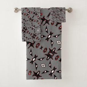 Smokey Gray Native Line Art Towel Set 