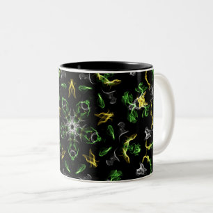 Smokey Green Mandala Digital Drawing Two-Tone Coffee Mug