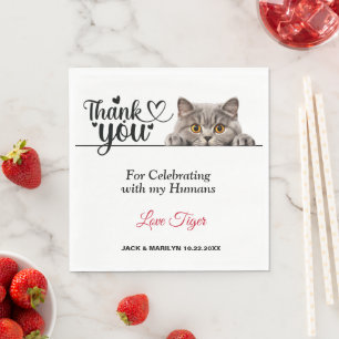 Smokey Grey Peeking Cat Paper Napkins