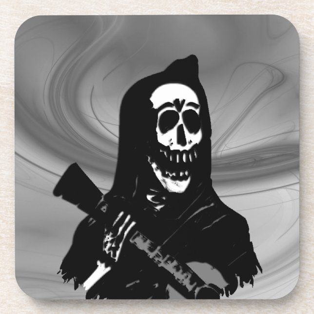 Smokey Guitar Skeleton Serenade Coaster (Front)
