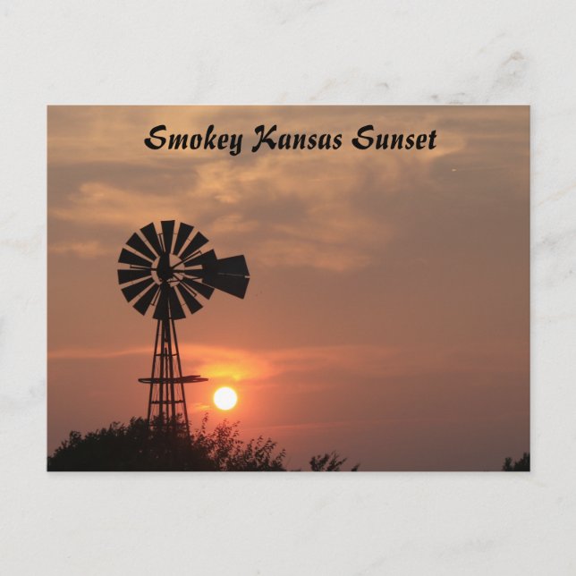 Smokey Kansas Sunset Postcard (Front)