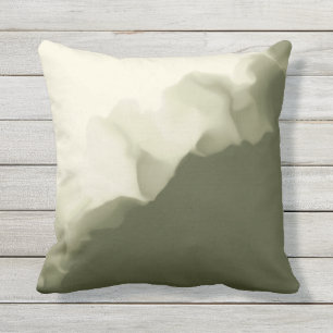 Smokey Olive Green and Tan Throw Pillow