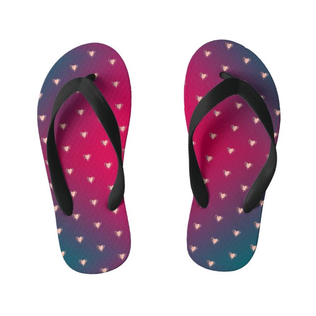 Smokey Purple wFancy Hearts Kid's Flip Flops (Footbed)