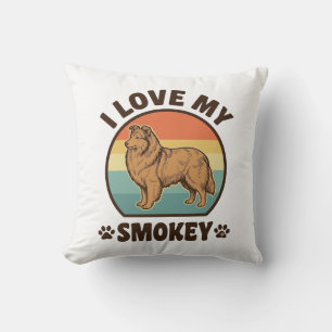 Smokey Sheltie Dog Vintage Sunset Shirt Design_1 Throw Pillow