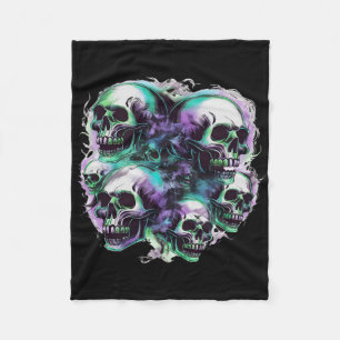 Smokey Skulls Ghost Flying Halloween Fall Fun Tee  Fleece Blanket