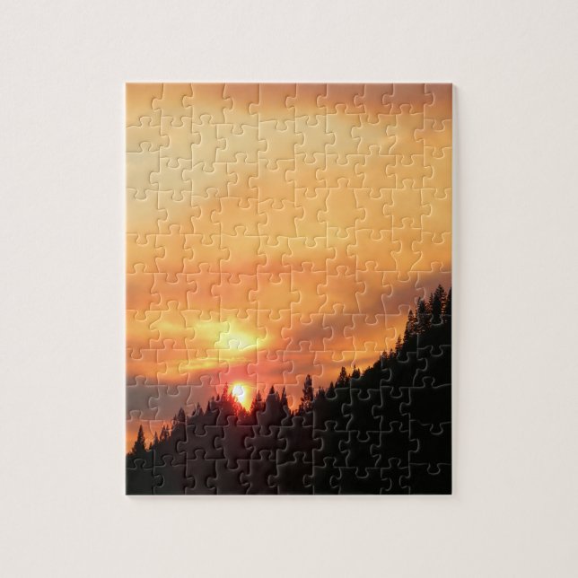 Smokey Sunset over the mountains... Jigsaw Puzzle (Vertical)