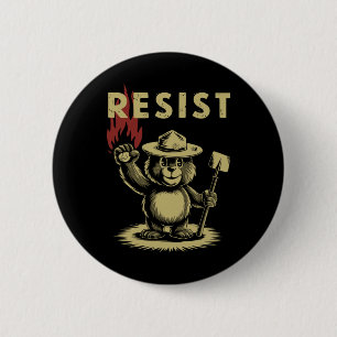 Smokey The Resist Bear Costume Sticker 2 Inch Round Button
