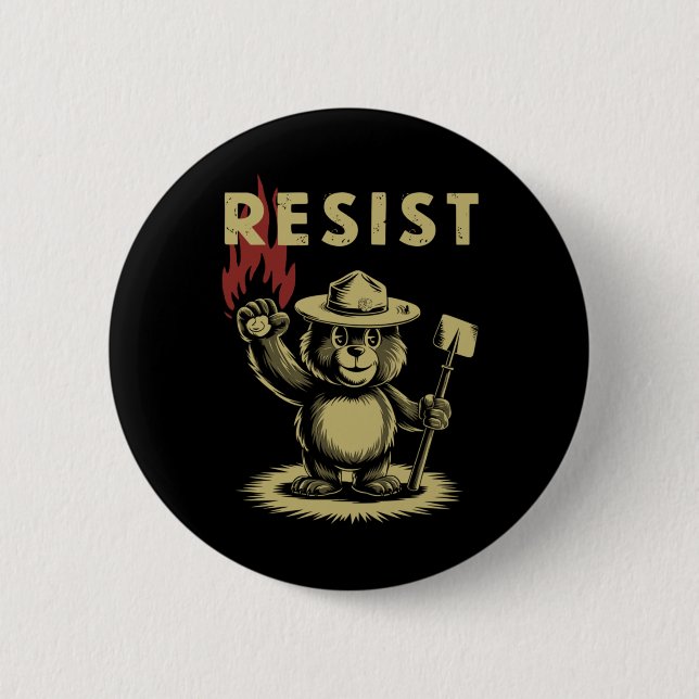Smokey The Resist Bear Costume Sticker  2 Inch Round Button (Front)