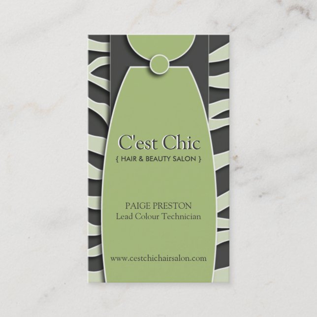 Smokey Zebra Print Business Cards (Front)