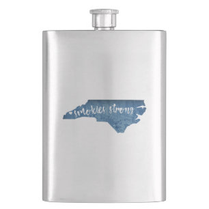 Smokies Strong North Carolina Wood Grain Hip Flask