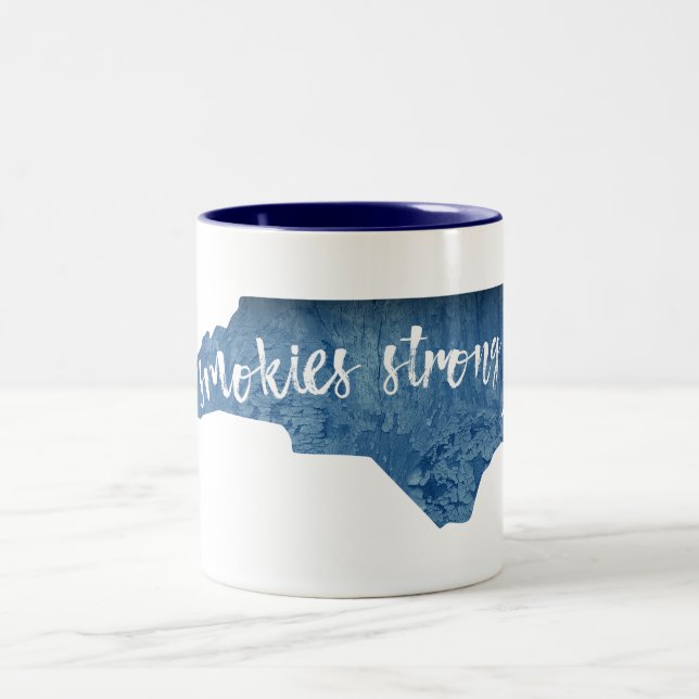 Smokies Strong North Carolina Wood Grain Two-Tone Coffee Mug (Center)