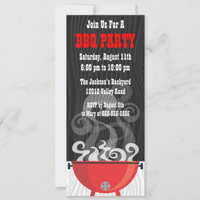 Smokin BBQ Party Invitation (Front)