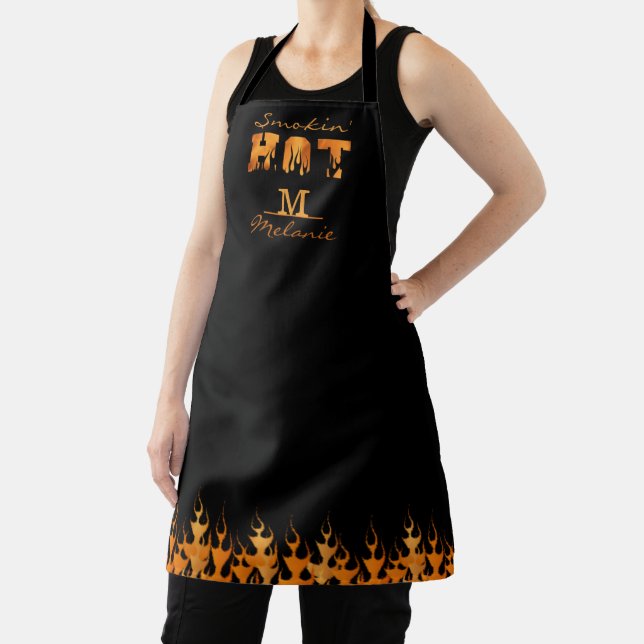 SMOKIN HOT Monogram Name BBQ Smoker Apron (Insitu)