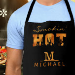 SMOKIN HOT Monogram Name BBQ Smoker Apron<br><div class="desc">Personalized BBQ grill or smoker apron for the SMOKIN' HOT man you know. Fire and flames typography design with monogram and name against an editable black background. Contact the designer via Zazzle Chat or makeitaboutyoustore@gmail.com if you'd like this design modified,  on another product or would like coordinating items.</div>