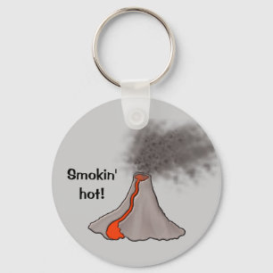 Smokin' Hot Volcano Design Keychain