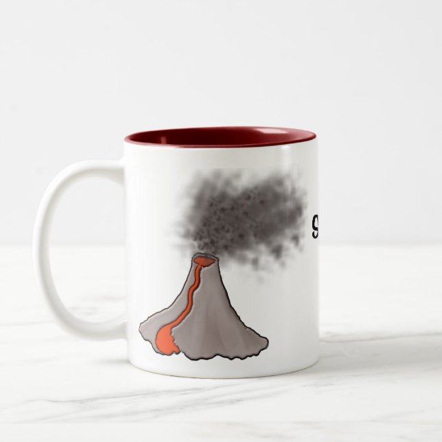 Smokin' Hot Volcano Design Two-Tone Coffee Mug (Left)