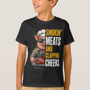 Smokin meats and clapping cheeks funny pig bbq men T-Shirt