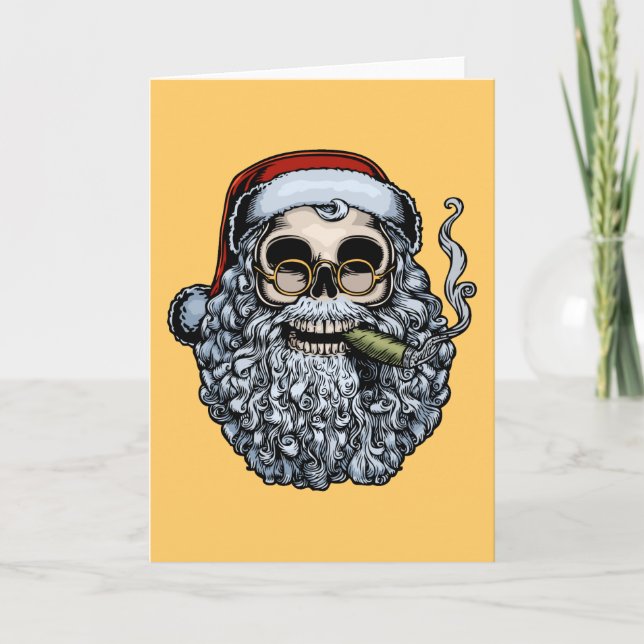 Smokin' Santa Skull Holiday Card (Front)