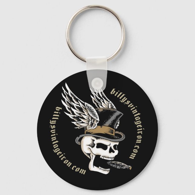 Smokin' Skull Wings Keychain (Front)